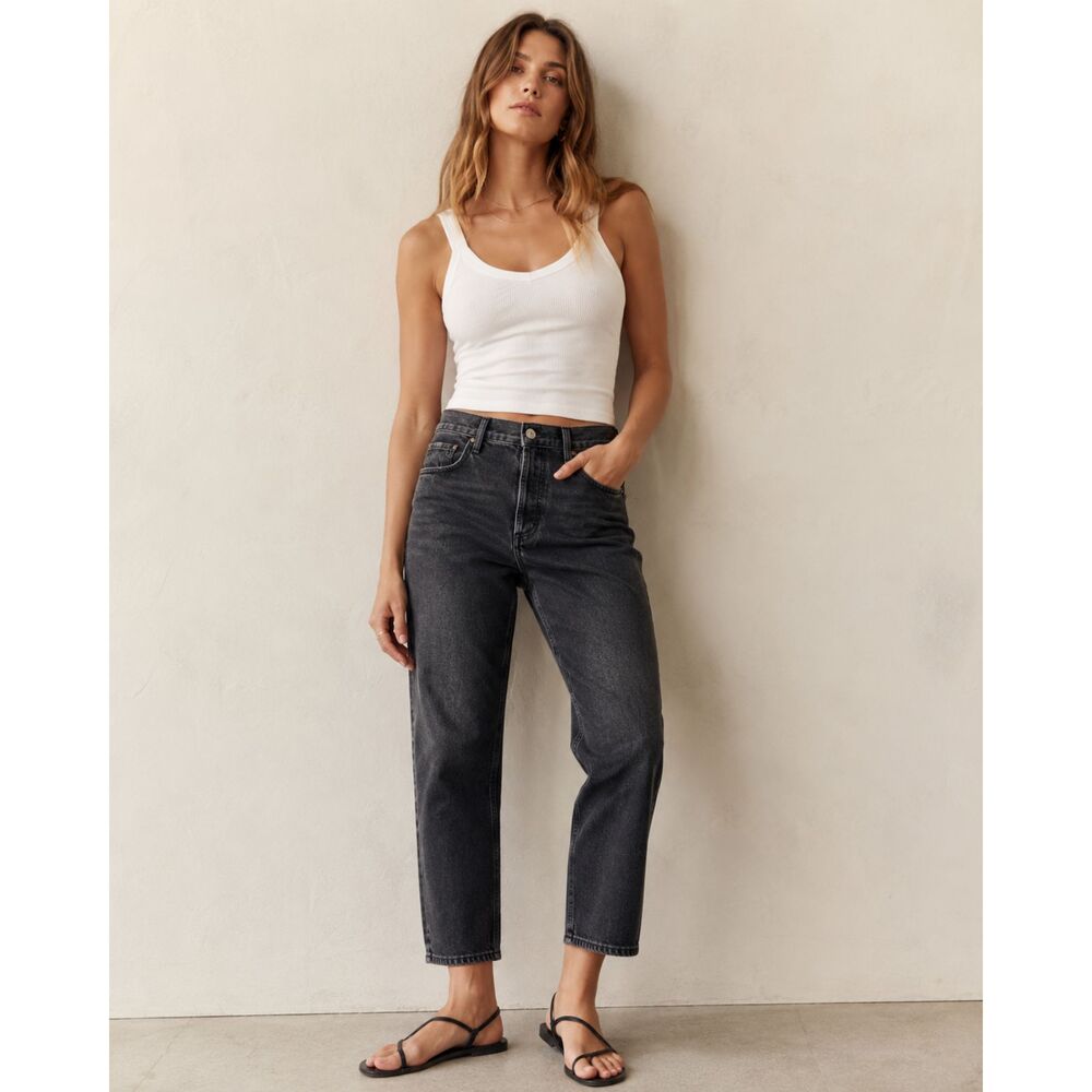 Agolde 90's Pinch Waist Crop Jeans 23 Straight High Rise Festival Grunge Black